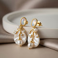 pearl leave earrings